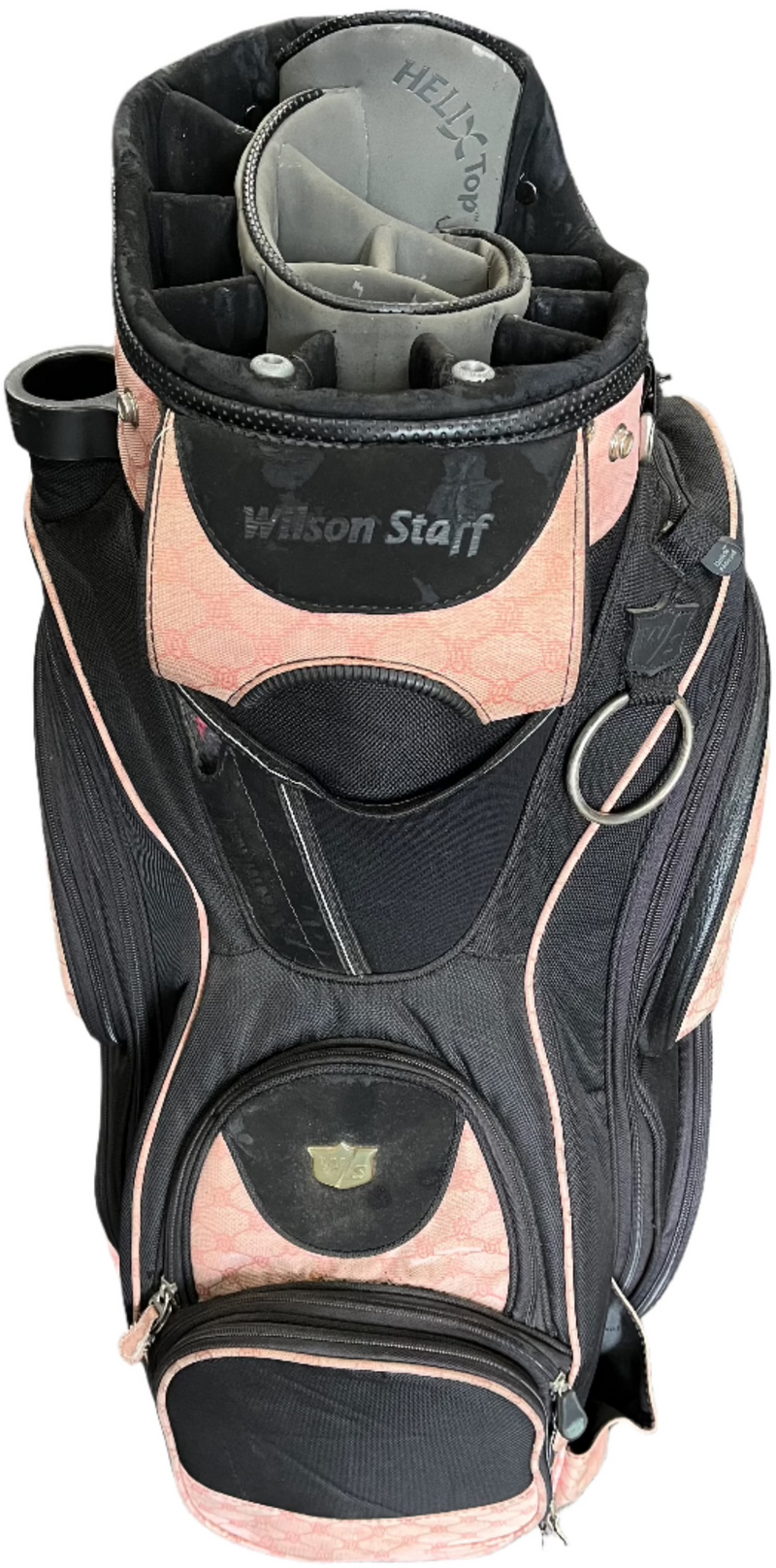 Load image into Gallery viewer, Used Wilson Staff Black/Pink Rolling Golf Bag
