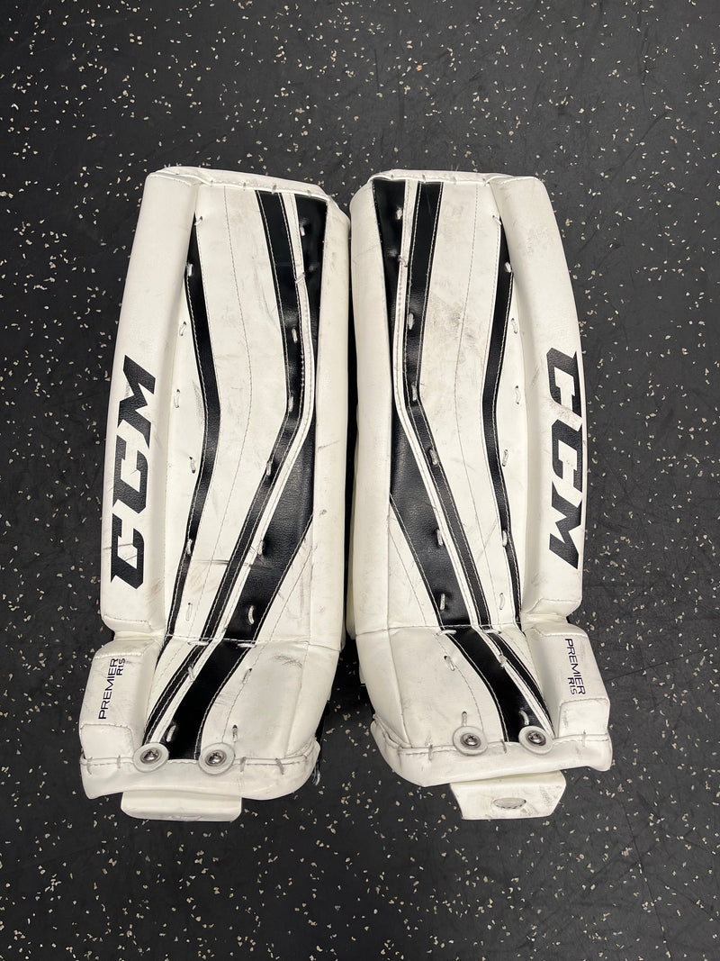 Load image into Gallery viewer, CCM Premier R1.5 White/Black Size 21&quot; Used Hockey Goalie Leg Pads
