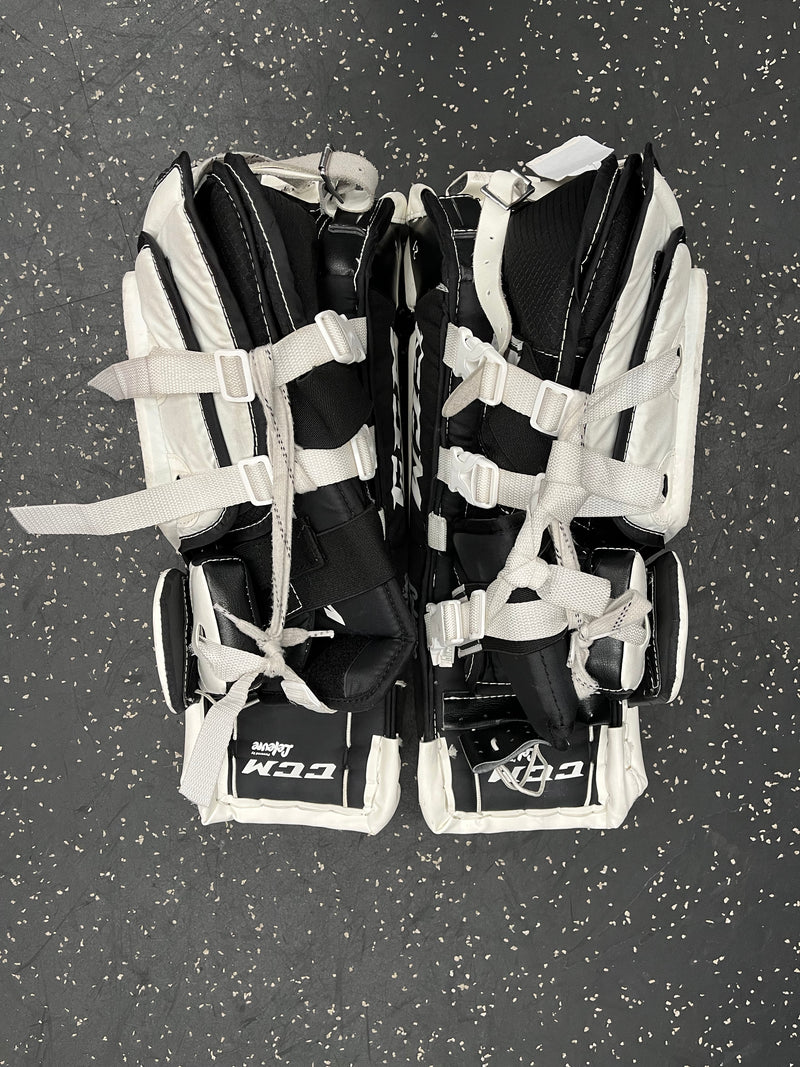 Load image into Gallery viewer, CCM Premier R1.5 White/Black Size 21&quot; Used Hockey Goalie Leg Pads
