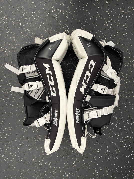 CCM Premier R1.5 White/Black Size 21" Used Hockey Goalie Leg Pads