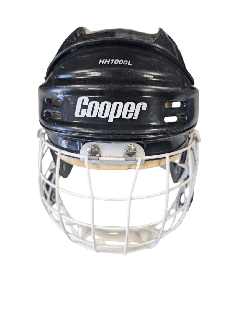 Load image into Gallery viewer, Used Black Cooper 1000 Large Hockey Helmet Combo
