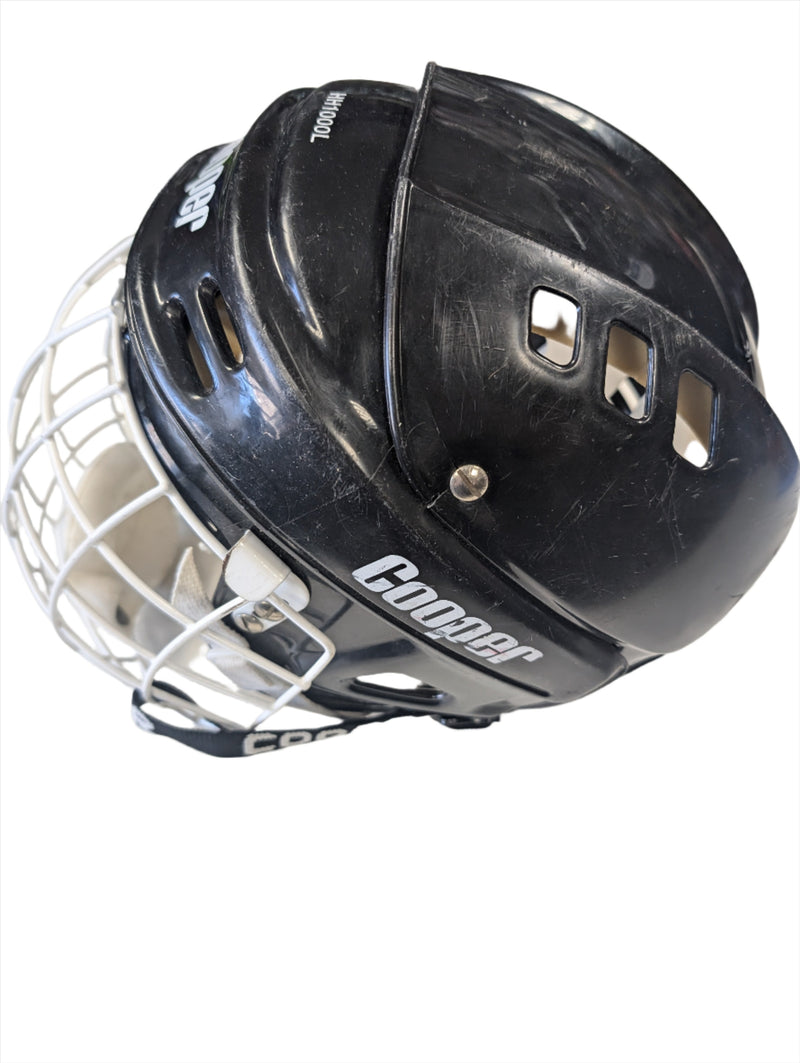 Load image into Gallery viewer, Used Black Cooper 1000 Large Hockey Helmet Combo
