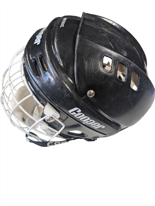 Used Black Cooper 1000 Large Hockey Helmet Combo