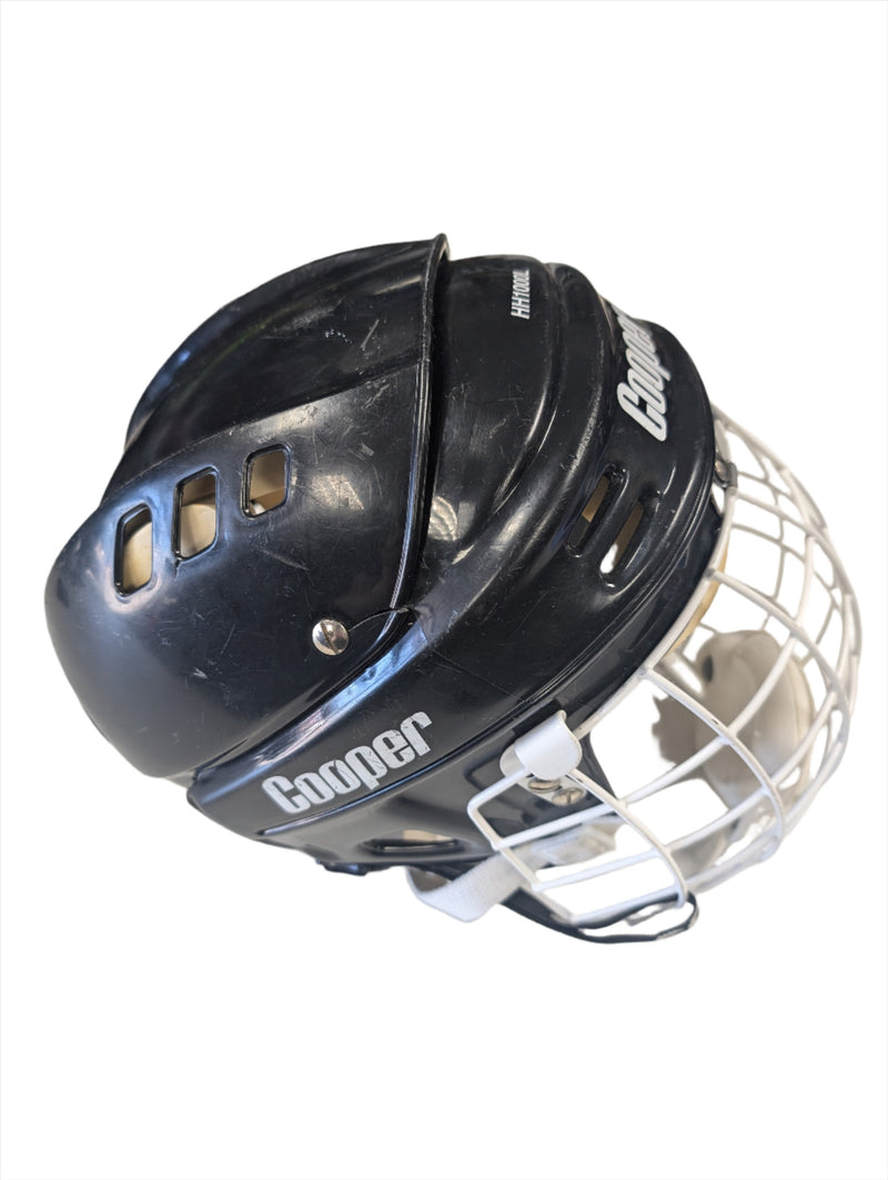 Load image into Gallery viewer, Used Black Cooper 1000 Large Hockey Helmet Combo
