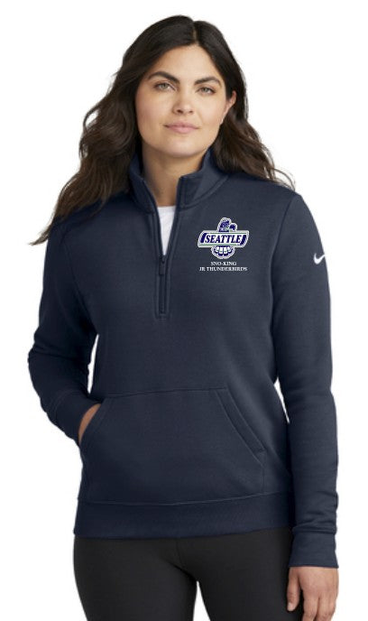 Load image into Gallery viewer, Sno-King Jr Thunderbirds Nike Women's Club Fleece Sleeve Swoosh 1/2-Zip
