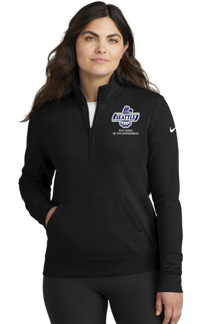 Load image into Gallery viewer, Sno-King Jr Thunderbirds Nike Women's Club Fleece Sleeve Swoosh 1/2-Zip
