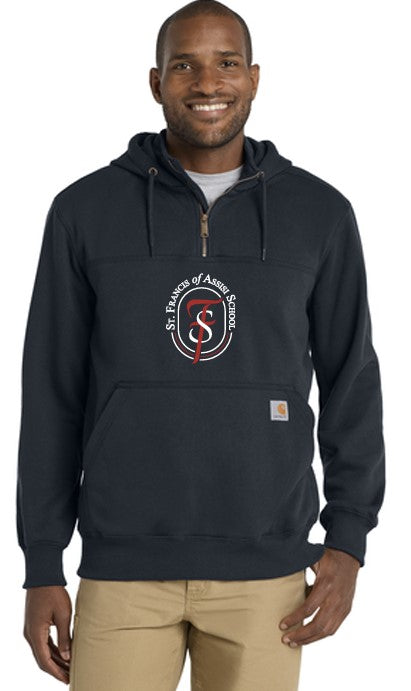 Load image into Gallery viewer, St Francis of Assisi Carhartt ® Rain Defender ® Paxton Heavyweight Hooded Zip Mock Sweatshirt
