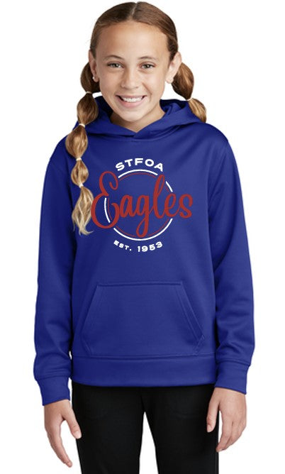 Load image into Gallery viewer, St Francis of Assisi Eagles Youth Sport-Wick® Fleece Hooded Pullover
