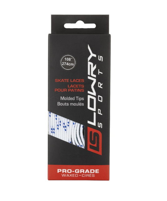 Lowry Pro-Grade White/Blue Lace Length 72" New Hockey Laces Waxed