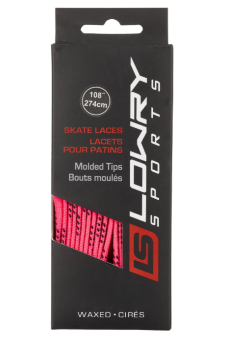 Load image into Gallery viewer, Lowry Standard Pink/Black Lace Length 96&quot; New Hockey Laces Waxed
