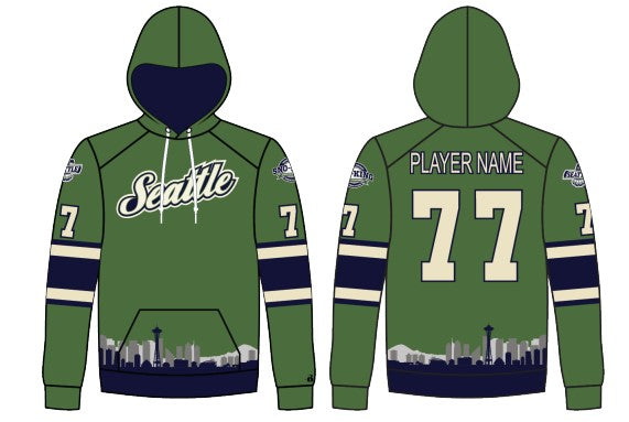 Load image into Gallery viewer, Sno-King Seattle Green Jersey Custom Hoodie
