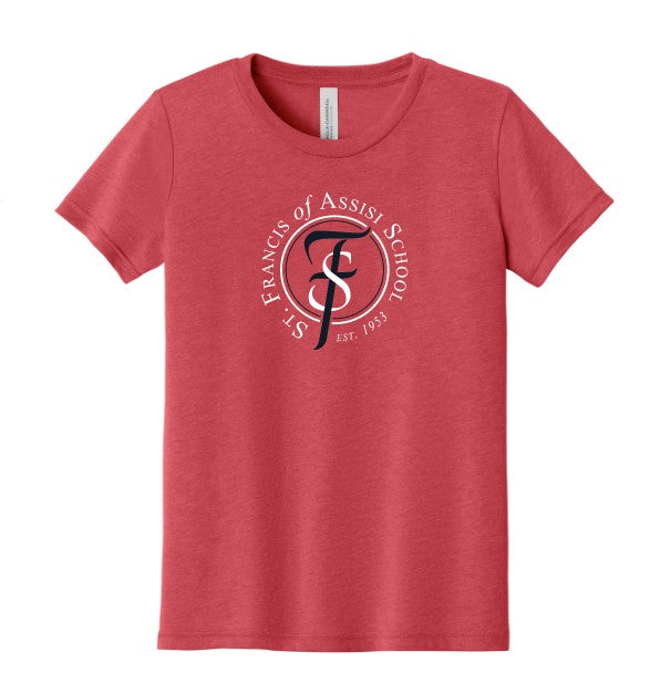 Load image into Gallery viewer, St Francis of Assisi School Youth Triblend Short Sleeve Tee

