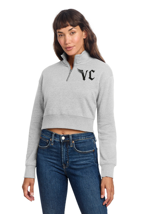 Load image into Gallery viewer, Vulture Culture Double Logo Women's V.I.T. Cropped ½ Zip
