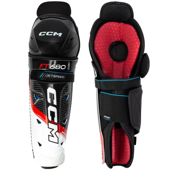 Load image into Gallery viewer, CCM Jetspeed FT680 Junior Hockey Shin Guards
