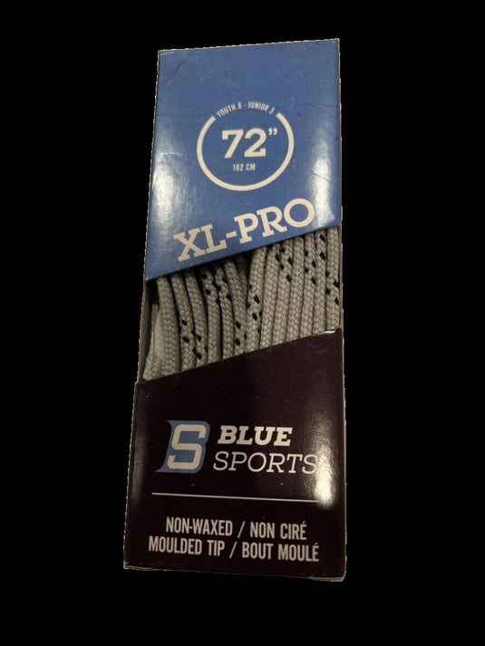 Blue Sports XL-PRO Non Waxed Silver Hockey Laces