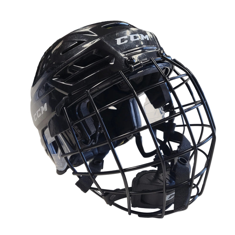 Load image into Gallery viewer, Used CCM Tacks 310 Black Small Hockey Helmet Combo small
