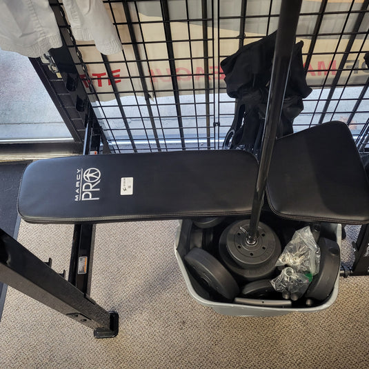 Marcy Pro Weight Lifting  Bench With Bar And Weights