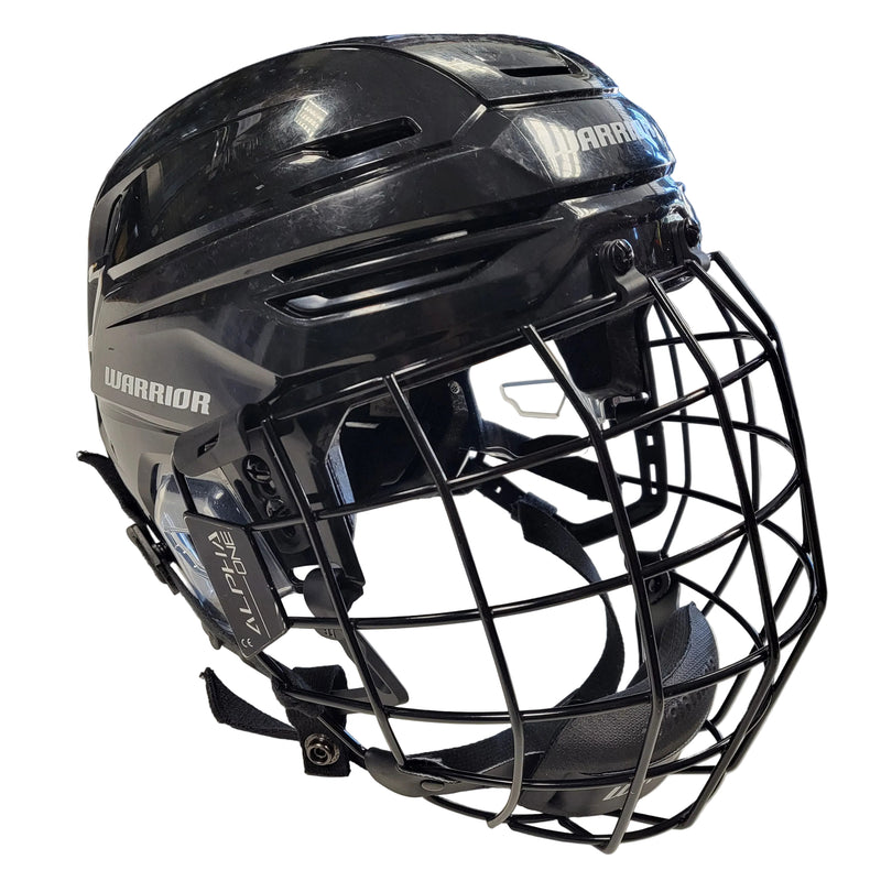 Load image into Gallery viewer, Used Warrior Alpha One Pro Black Lg Hockey Helmet Combo
