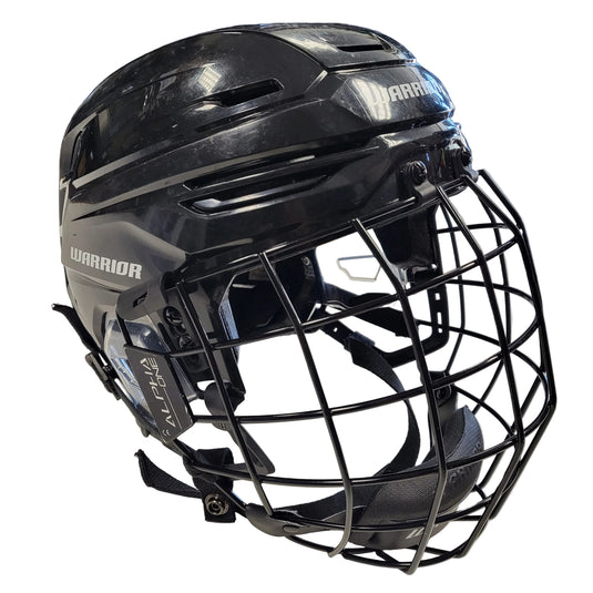 Used Warrior Alpha One Pro Black Lg Hockey Helmet Combo