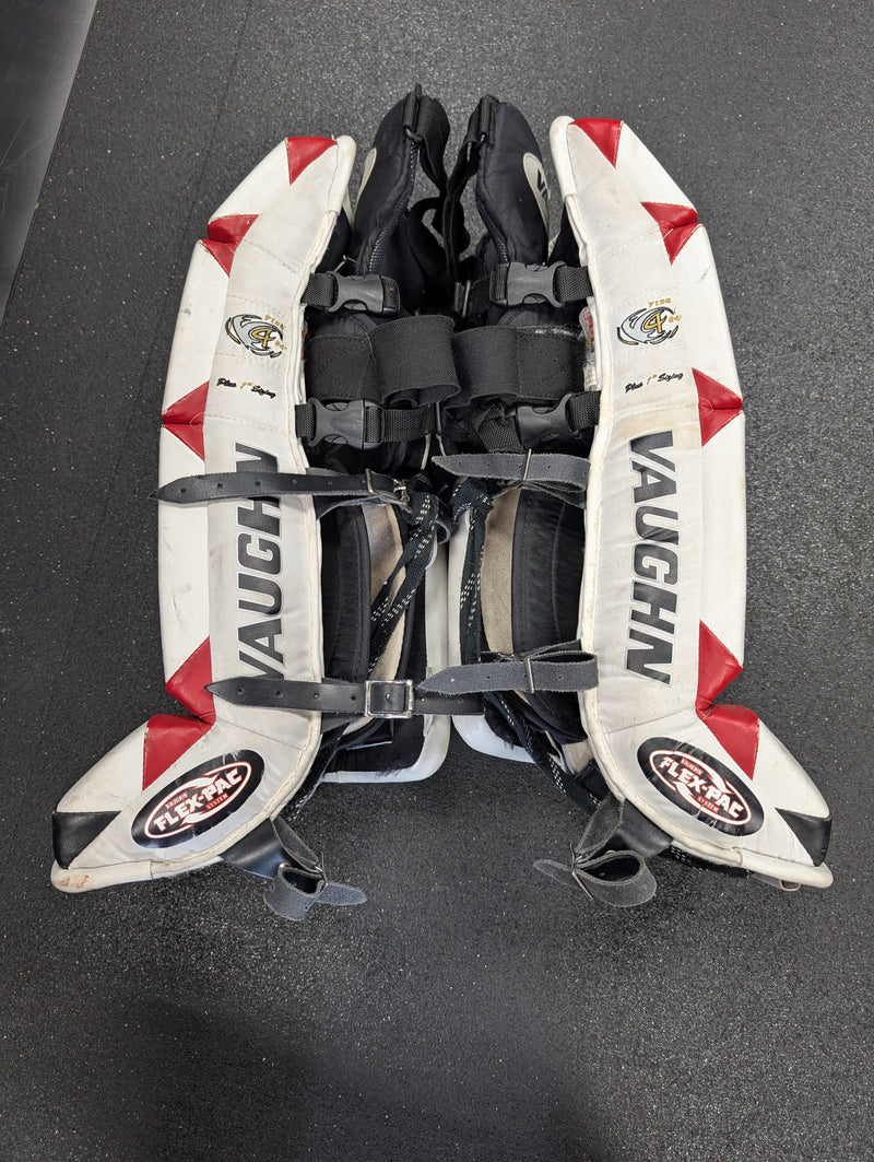 Load image into Gallery viewer, Used Vaughn Velocity V4 Goalie Pads 24&quot;+1 White/Black/Red
