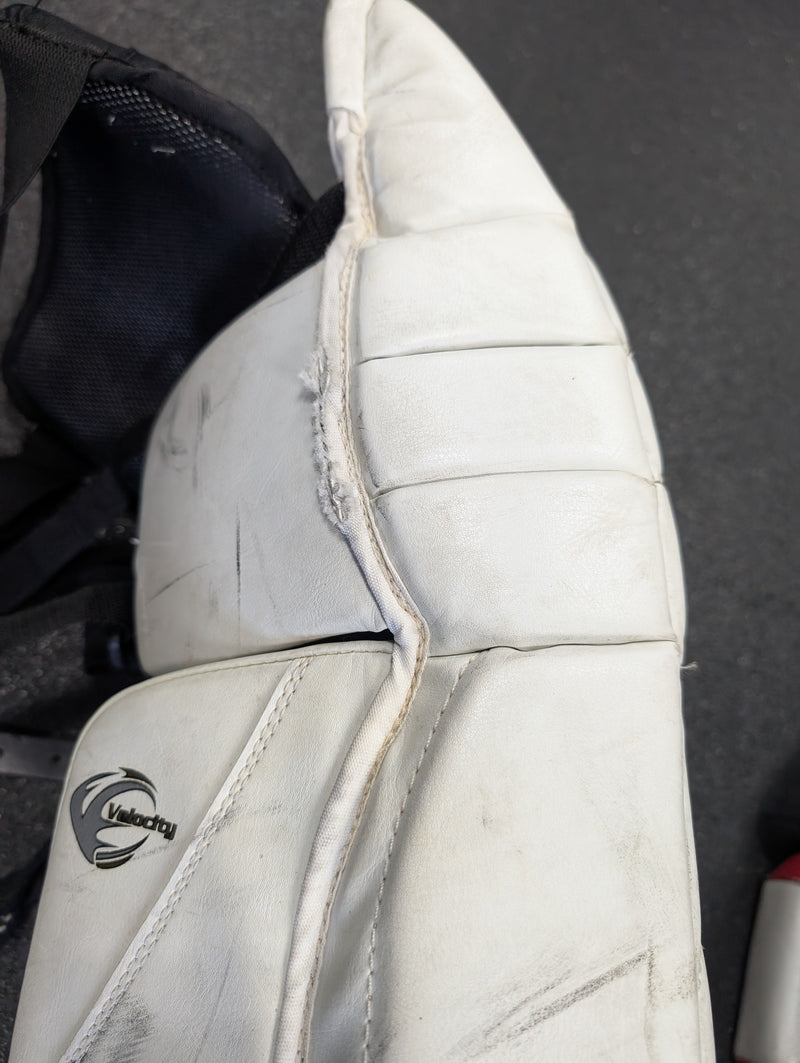 Load image into Gallery viewer, Used Vaughn Velocity V4 Goalie Pads 24&quot;+1 White/Black/Red
