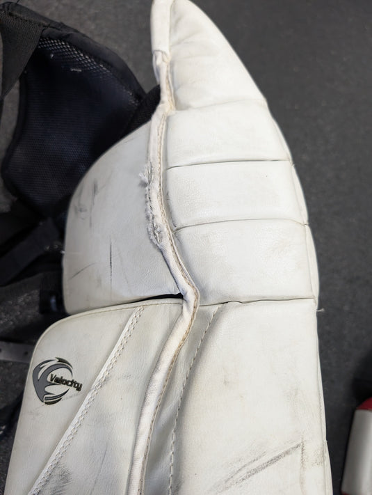 Used Vaughn Velocity V4 Goalie Pads 24"+1 White/Black/Red