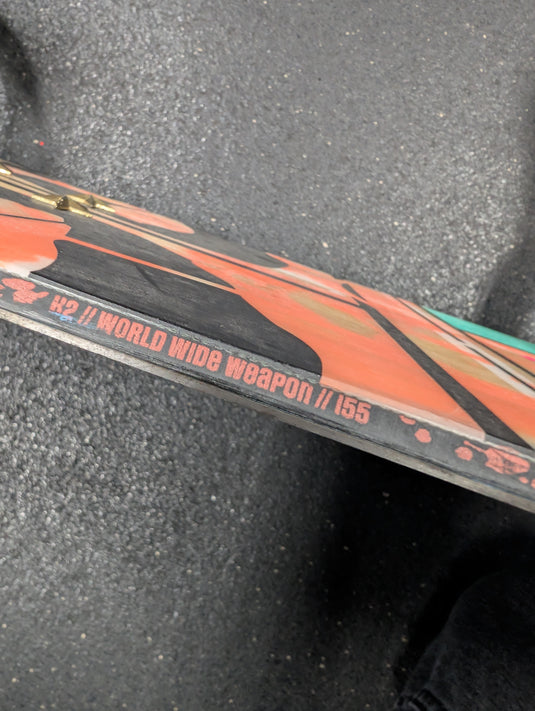 Used K2 World Wide Weapon 55" Snowboard W/Burton Mission Bindings