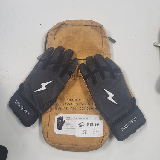 Bruce Bolt Premium Pro Batting Gloves Youth Large Black