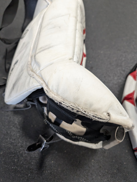 Used Vaughn Velocity V4 Goalie Pads 24"+1 White/Black/Red