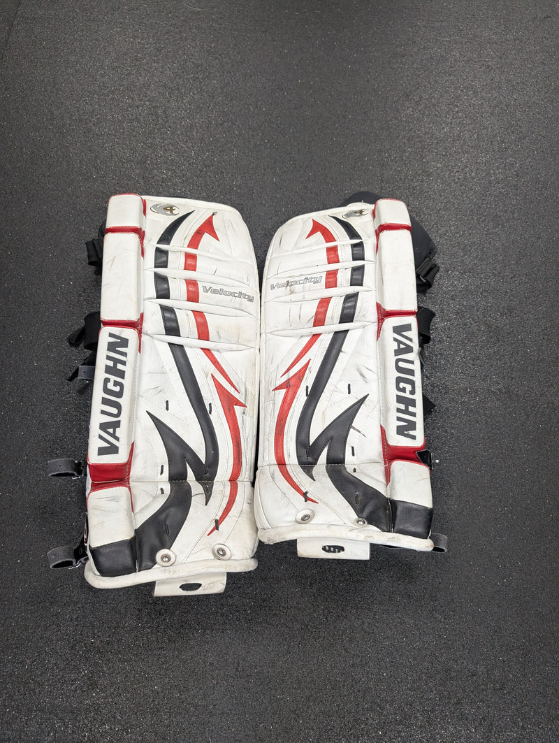 Load image into Gallery viewer, Used Vaughn Velocity V4 Goalie Pads 24&quot;+1 White/Black/Red
