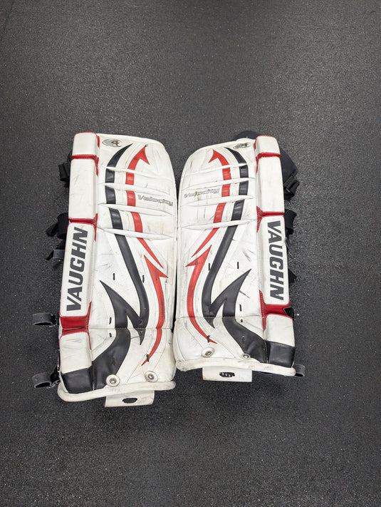 Used Vaughn Velocity V4 Goalie Pads 24"+1 White/Black/Red