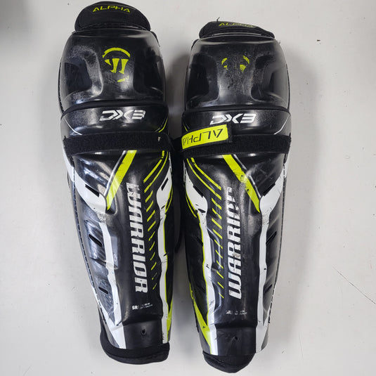 Used Warrior Alpha DX3 Shin Guards - Size: 14 Inch