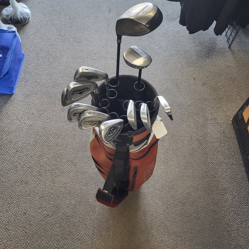Load image into Gallery viewer, Used Golf set w/Bag Misc. spalding irons w/T driver and misc. Woods
