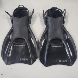Used U.S. Divers Trek Travel Sized Snorkeling Fins - Size: L (10-13)