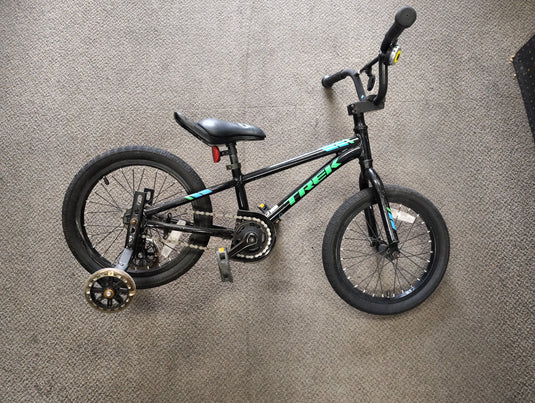 Used Trek Precaliber 16 Kids Bicycle W 16" Wheels And Training Wheels
