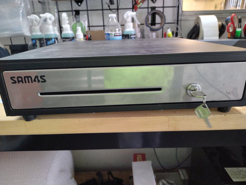 Load image into Gallery viewer, SAM4s 16 Stainless Steel Front Heavy Duty Black POS Cash Drawer with 5Bill/5Coin
