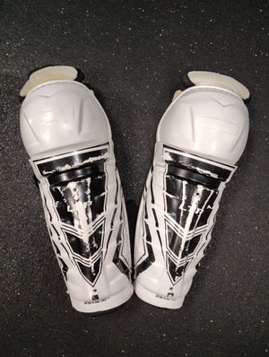Used White CCM Tacks Hockey Shin Guards 10" Inch