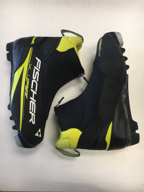 Load image into Gallery viewer, Used Fischer XJ Sprint Black/Neon Yellow Sr Size 38 NNN Cross Country Boots
