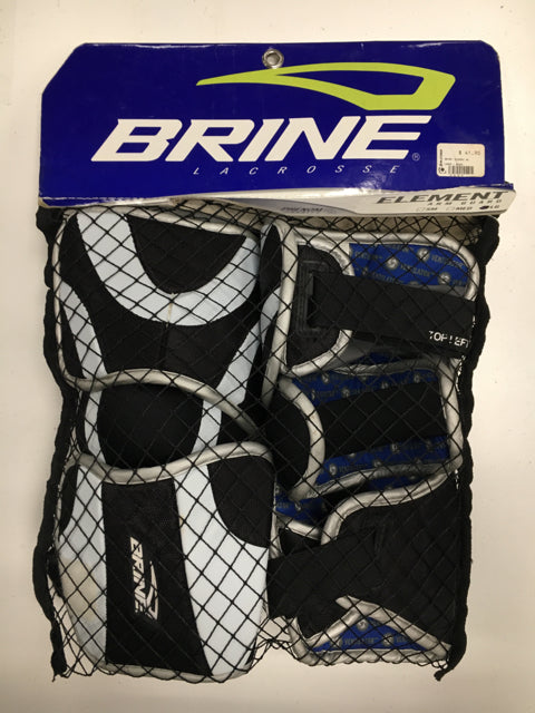 Load image into Gallery viewer, Used W/Tags  Brine Element Black/White/Blue Adult Large Lacrosse Arm Pads
