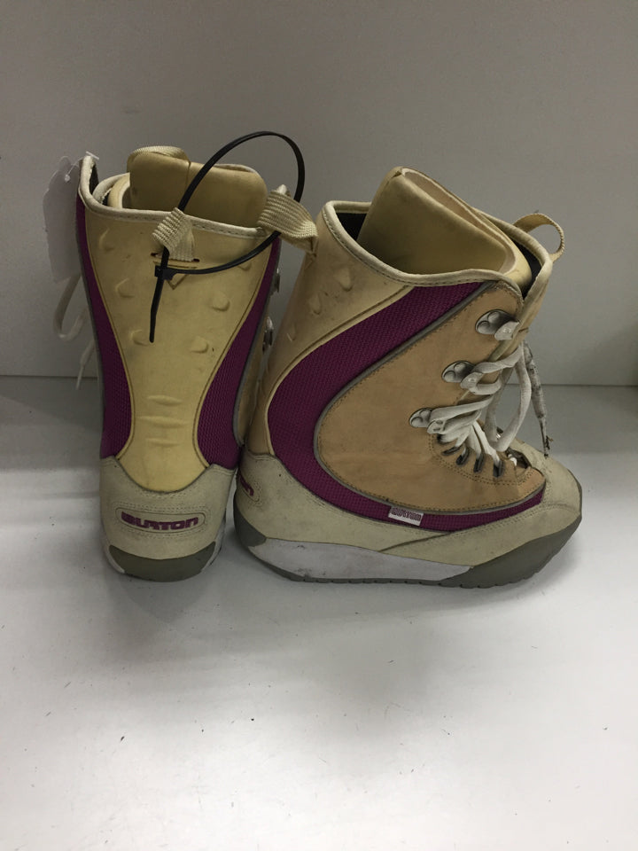 Load image into Gallery viewer, Burton Ruler Beige/Purple Womens Size Specific 7 Used Snowboard Boots
