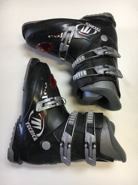 Load image into Gallery viewer, Used Tecnica RJ  Black/Red/Silver Size 6/24.0 Downhill Ski Boots
