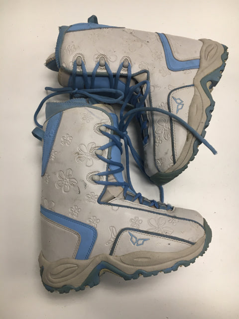 Load image into Gallery viewer, Used Heelside HS2533 Finesse White/Blue Womens Size Specific 7 Snowboard Boots
