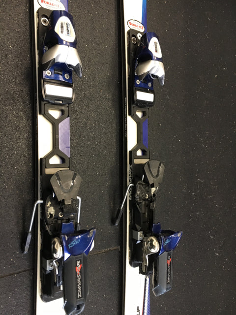 Load image into Gallery viewer, Used Dynastar Omeglass Blue/White Length 165 cm Downhill Skis w/Bindings
