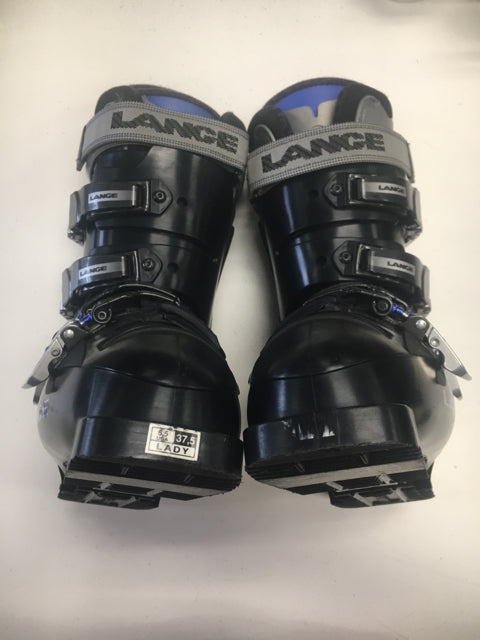 Load image into Gallery viewer, Lange GX8 Used Black/Silver Womens Size Specific 5 282mm Ski Boots
