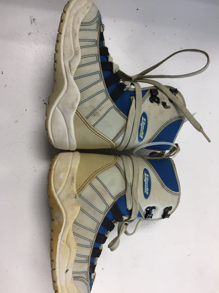 Load image into Gallery viewer, Liquid Beige/Blue Jr. Size Specific 3 Used Snowboard Boots
