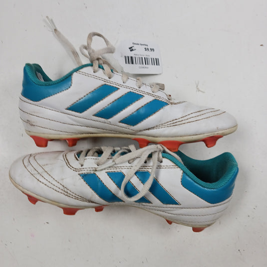 Used White/Green Adidas Girls Size 5 Soccer Cleats