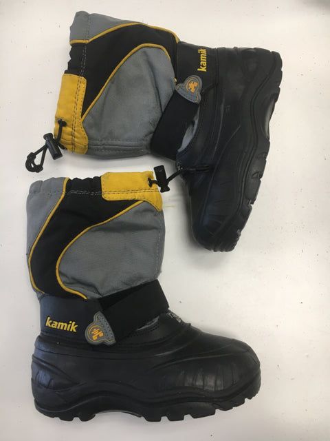 Load image into Gallery viewer, Used kamik Black/Yellow/Grey Jr Size 12 Winter Boots
