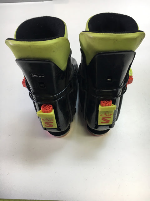 Load image into Gallery viewer, Used Salomon Team Black/Yellow/Red Size 24.5 Downhill Ski Boots
