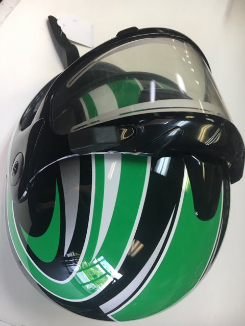 Zeus Black/ Green Helmet Size Large Used Motorcycle Helmet