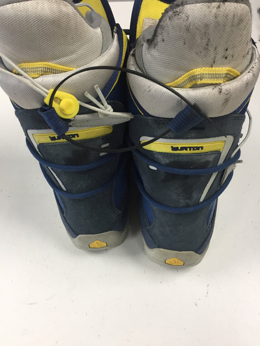 Used Burton MOTO White/Yellow/Blue Womens Size 6 .5Snowboard Boots